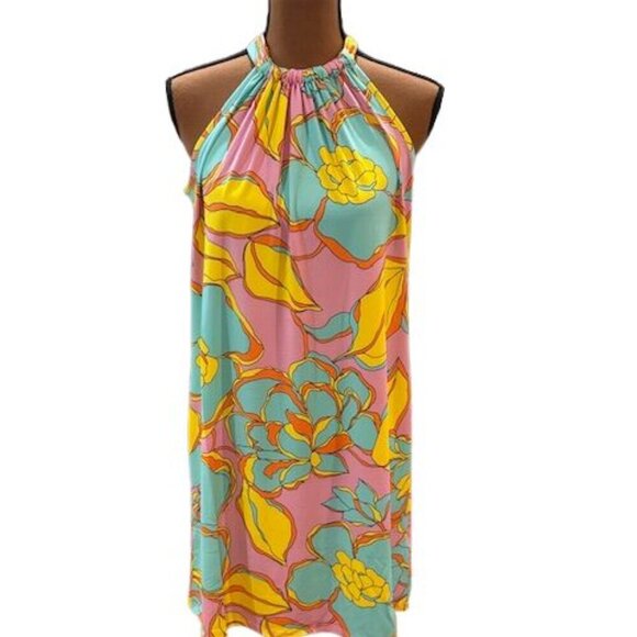 Trina Turk JuJu Leaves Floral Halter Mini Dress in Size Medium – NWT! - Picture 1 of 10